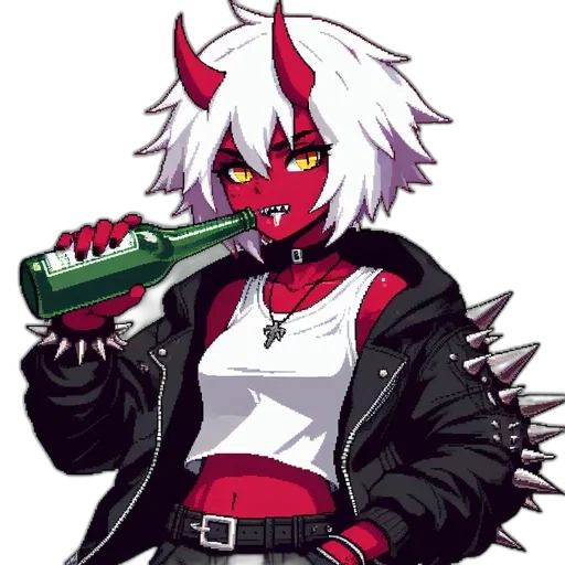 jacket, weapon, dragon, bottle, pixel art, cyberpunk, concept art, anime transparent PNG cut-out