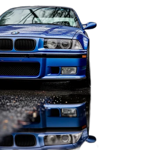 car, weapon, face, photorealistic, 3d render, concept art, blue, bmw transparent PNG cut-out