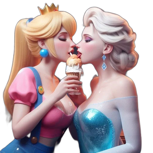 crown, concept art, 3d render, fantasy art, cartoon, two, animated, females transparent PNG cut-out