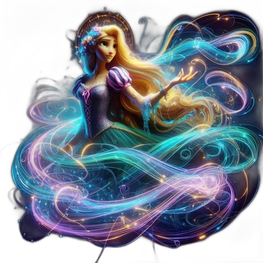 dress, fantasy art, concept art, comic book art, photorealistic, outer space, neon lights, blue transparent PNG cut-out