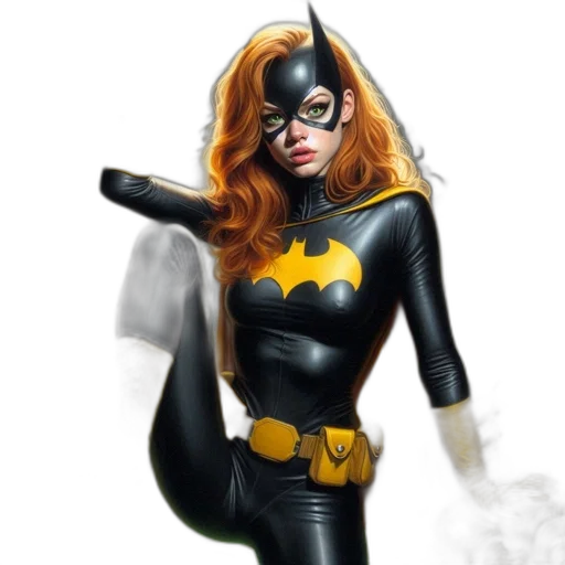 comic book art, concept art, fantasy art, cartoon, female, character, dressed, batman transparent PNG cut-out