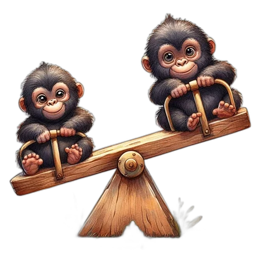 staff, concept art, 3d render, photorealistic, fantasy art, two, chimpanzees, sit transparent PNG cut-out