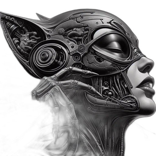 mask, face, crown, creature, fantasy art, concept art, cyberpunk, photorealistic transparent PNG cut-out