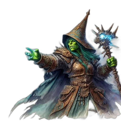 staff, concept art, fantasy art, green, ethereal, figure, likely, wizardly transparent PNG cut-out