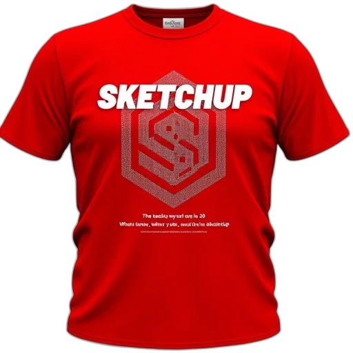 3d render, concept art, red, t-shirt, graphic, design, reads, sketchup transparent PNG cut-out