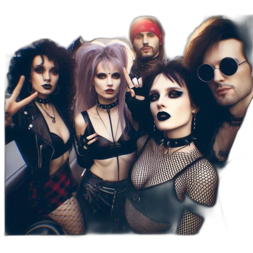 cyberpunk, concept art, comic book art, fantasy art, group, people, styled, punk transparent PNG cut-out
