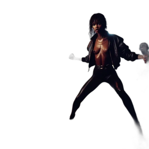 weapon, concept art, 3d render, comic book art, cyberpunk, rain-soaked, streets, defiant transparent PNG cut-out