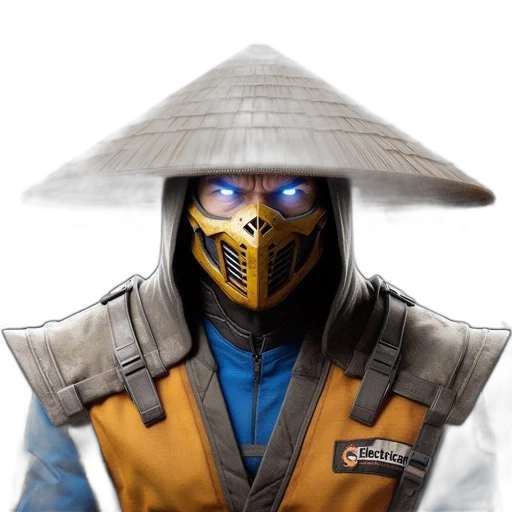 mask, face, staff, jacket, concept art, photorealistic, fantasy art, 3d render transparent PNG cut-out