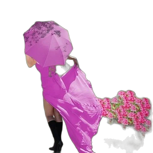 umbrella, dress, flower, staff, 3d render, vaporwave, photorealistic, concept art transparent PNG cut-out