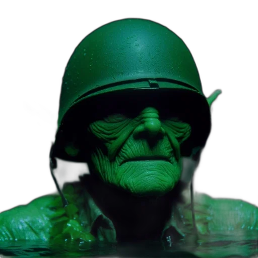 mask, face, creature, hat, 3d render, concept art, underwater, green transparent PNG cut-out