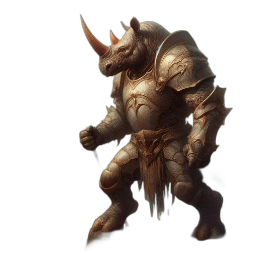 dragon, concept art, fantasy art, 3d render, earth tones, imposing, rhino, sporting transparent PNG cut-out