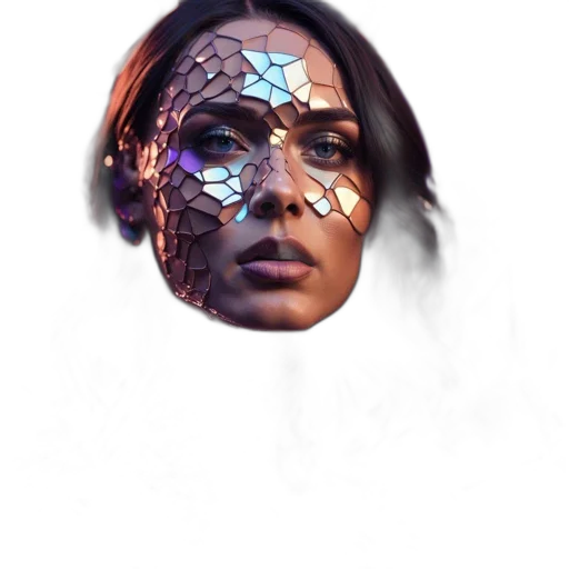 mask, face, jewelry, robot, photorealistic, cyberpunk, concept art, comic book art transparent PNG cut-out