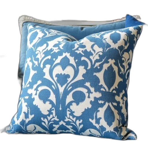 furniture, blue, schumacher, pattern, pillow transparent PNG cut-out