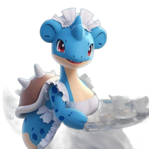 dragon, dress, creature, 3d render, concept art, fantasy art, pixel art, blue transparent PNG cut-out