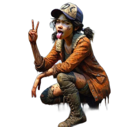 concept art, photorealistic, fantasy art, 3d render, young, woman, mud-covered, making transparent PNG cut-out