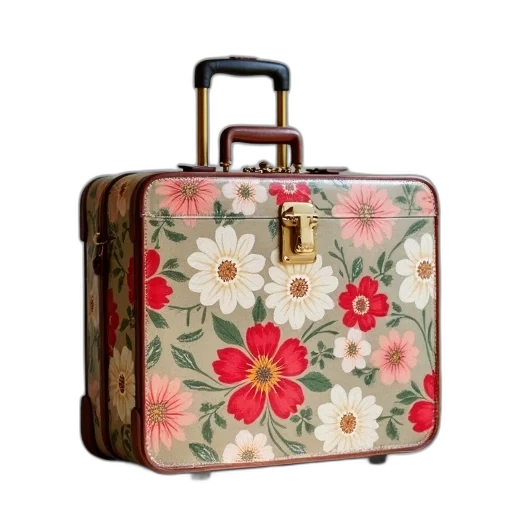 floral, print, suitcase transparent PNG cut-out
