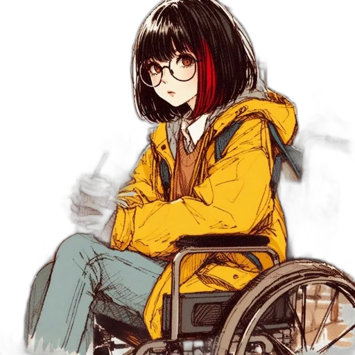 jacket, robot, watercolor, concept art, anime, comic book art, snow, red transparent PNG cut-out