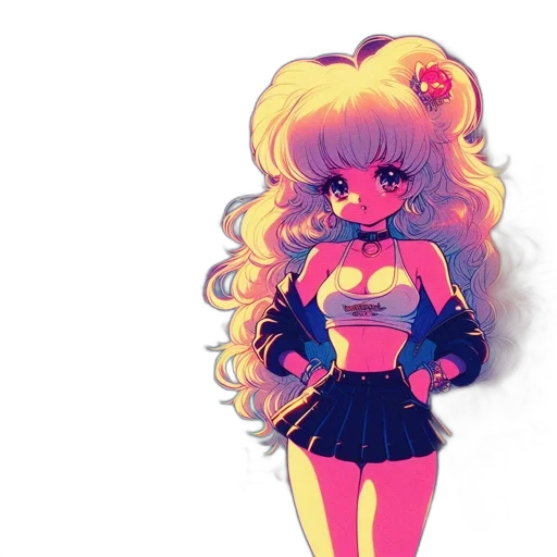 anime, pixel art, cartoon, concept art, neon lights, neon, colorful, dark transparent PNG cut-out
