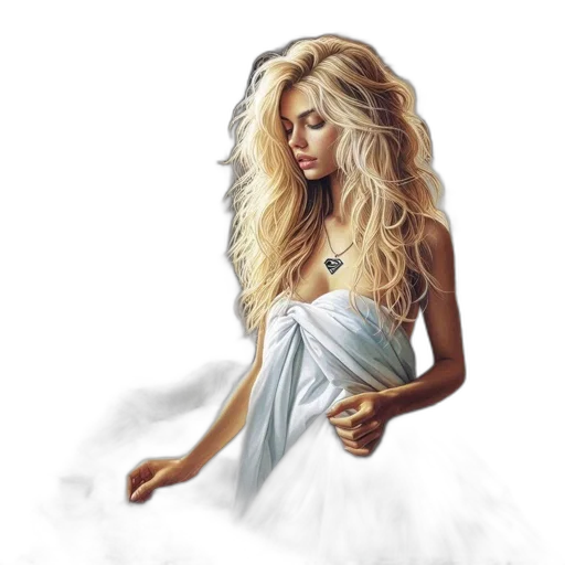 dress, hair, fantasy art, photorealistic, watercolor, oil painting, fog, fire transparent PNG cut-out