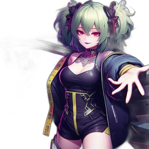 jacket, staff, weapon, dress, anime, cyberpunk, concept art, fantasy art transparent PNG cut-out