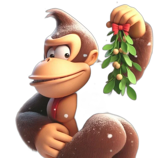 animal, concept art, 3d render, animated, wintry, monkey, figure, smiles transparent PNG cut-out