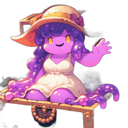 staff, hat, dress, creature, concept art, pixel art, fantasy art, watercolor transparent PNG cut-out