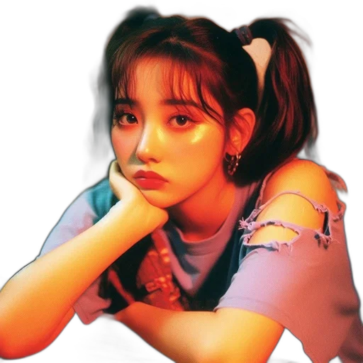 face, vaporwave, photorealistic, oil painting, anime, neon lights, portrait, young transparent PNG cut-out
