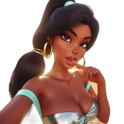 jewelry, concept art, 3d render, fantasy art, cartoon, animated, female, character transparent PNG cut-out