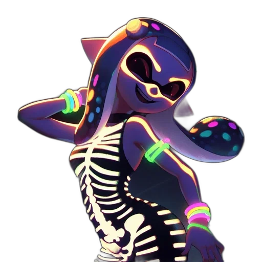 dress, weapon, creature, mask, vaporwave, concept art, 3d render, watercolor transparent PNG cut-out