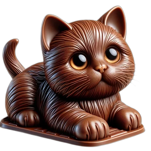 photorealistic, 3d render, exquisitely, crafted, seated, cat, figurine, made transparent PNG cut-out