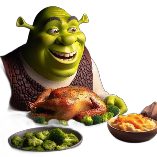 food, animal, creature, dragon, 3d render, concept art, photorealistic, shrek transparent PNG cut-out