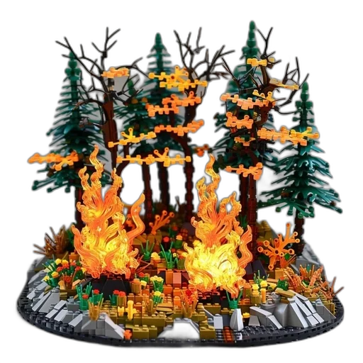 crown, pixel art, 3d render, fantasy art, concept art, fire, forest, lego transparent PNG cut-out