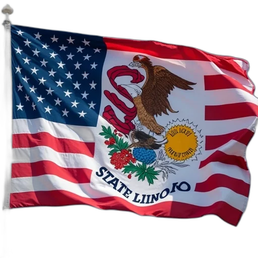 united, states, state, flag, emblem, illinois transparent PNG cut-out