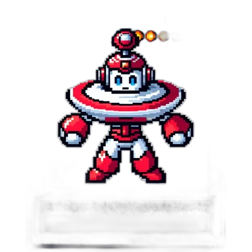 robot, staff, creature, weapon, pixel art, concept art, 3d render, outer space transparent PNG cut-out