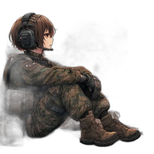weapon, jacket, face, robot, concept art, watercolor, photorealistic, pixel art transparent PNG cut-out