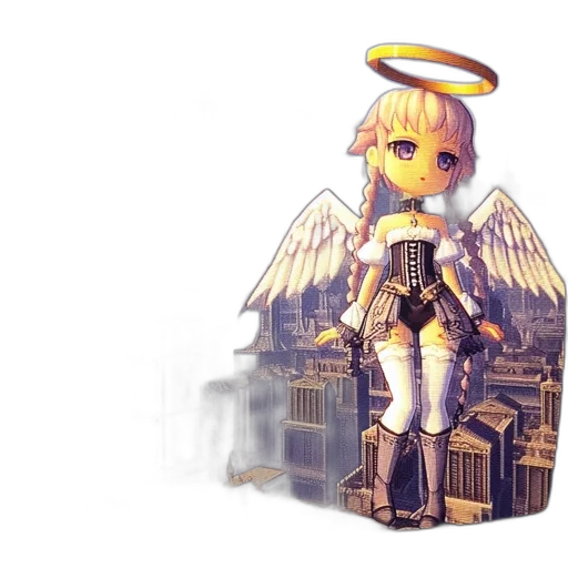 robot, pixel art, 3d render, concept art, fantasy art, anime-styled, girl, pink transparent PNG cut-out