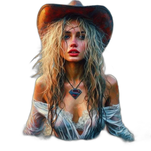 hat, jewelry, jacket, hair, photorealistic, concept art, oil painting, comic book art transparent PNG cut-out