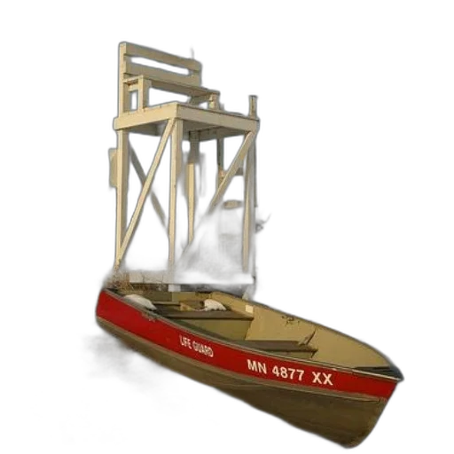3d render, concept art, photorealistic, life, guard, boat, number, 4877 transparent PNG cut-out