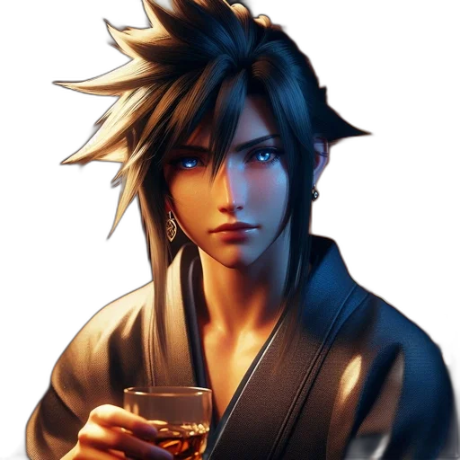 concept art, photorealistic, fantasy art, anime, blue, moody, close-up, animated transparent PNG cut-out