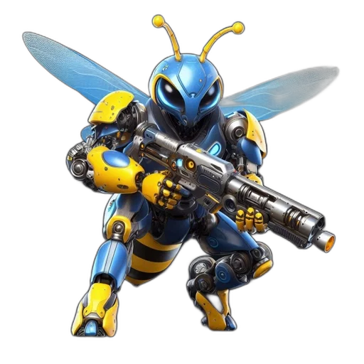 weapon, robot, animal, concept art, 3d render, pixel art, anthropomorphic, robotic transparent PNG cut-out