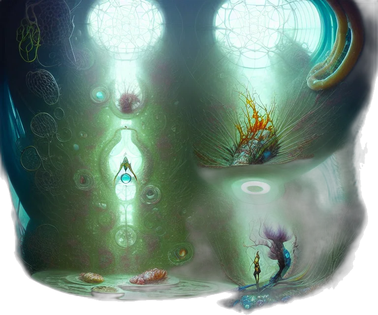 concept art, fantasy art, comic book art, 3d render, underwater, outer space, fog, night transparent PNG cut-out