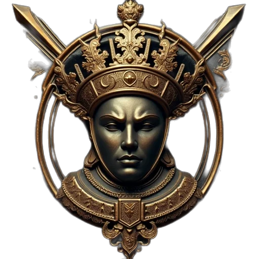 crown, staff, jewelry, mask, concept art, fantasy art, 3d render, photorealistic transparent PNG cut-out