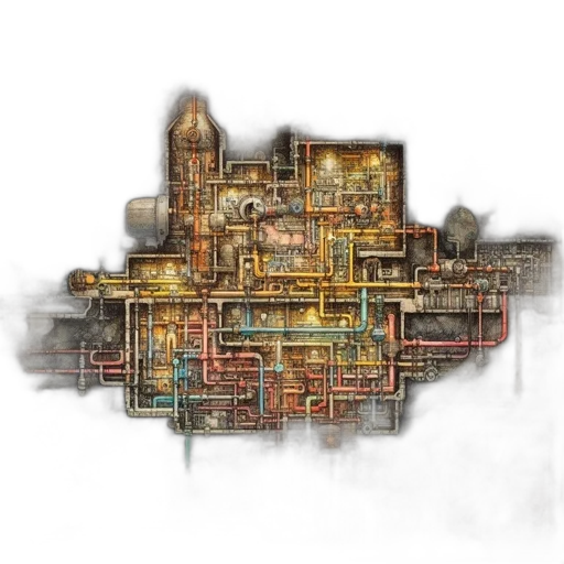 building, concept art, pixel art, cyberpunk, 3d render, elaborate, mechanized, structure transparent PNG cut-out