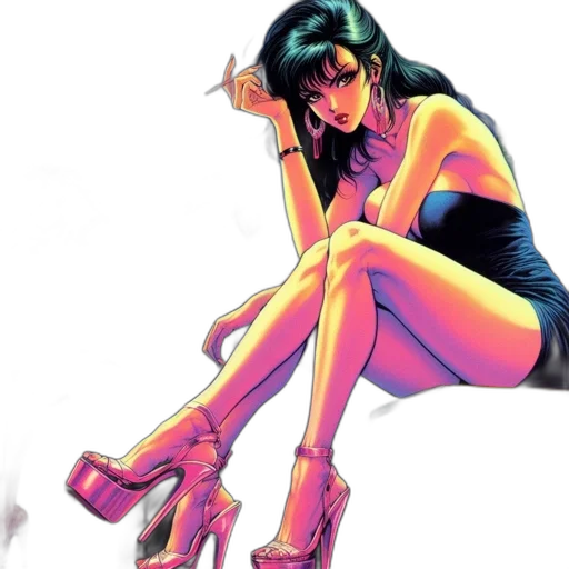 shoes, comic book art, concept art, cyberpunk, cartoon, neon lights, neon, colorful transparent PNG cut-out