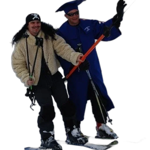 staff, snow, two, men, ski, gear, one, wearing transparent PNG cut-out