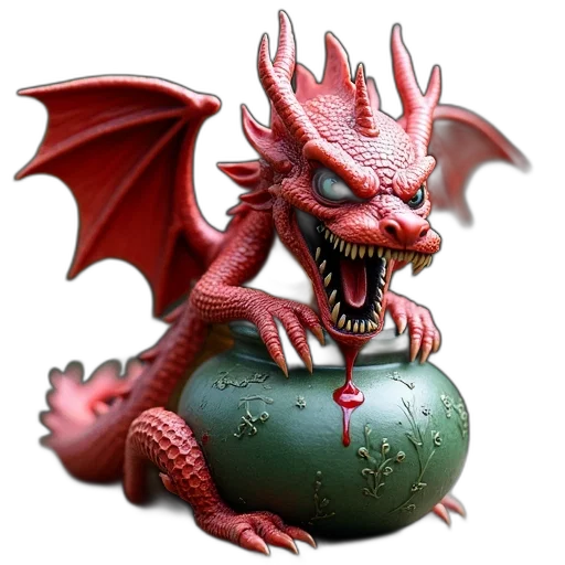 dragon, 3d render, fantasy art, concept art, photorealistic, grotesque, red, black transparent PNG cut-out