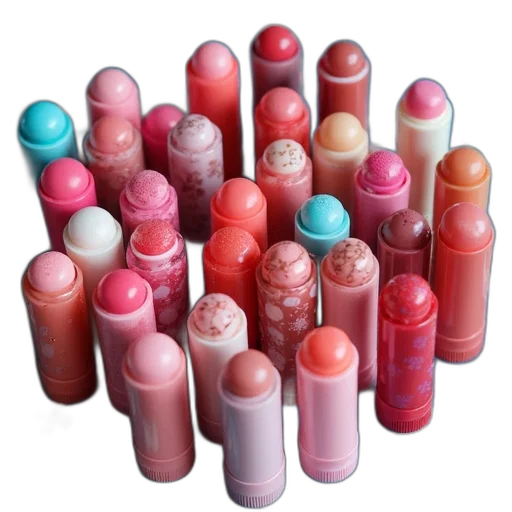 jewelry, pastel, colorful, collection, various, lip, balms, glosses transparent PNG cut-out