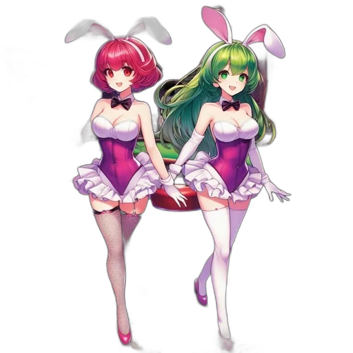 dress, pixel art, concept art, anime, 3d render, two, anthropomorphic, rabbit transparent PNG cut-out
