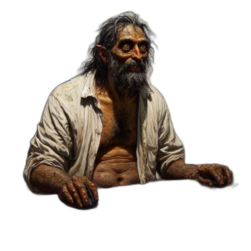 creature, face, jacket, staff, concept art, photorealistic, fantasy art, 3d render transparent PNG cut-out