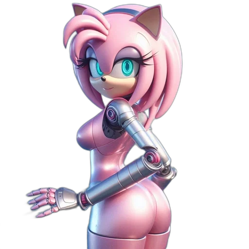 robot, staff, weapon, dress, 3d render, concept art, vaporwave, cyberpunk transparent PNG cut-out